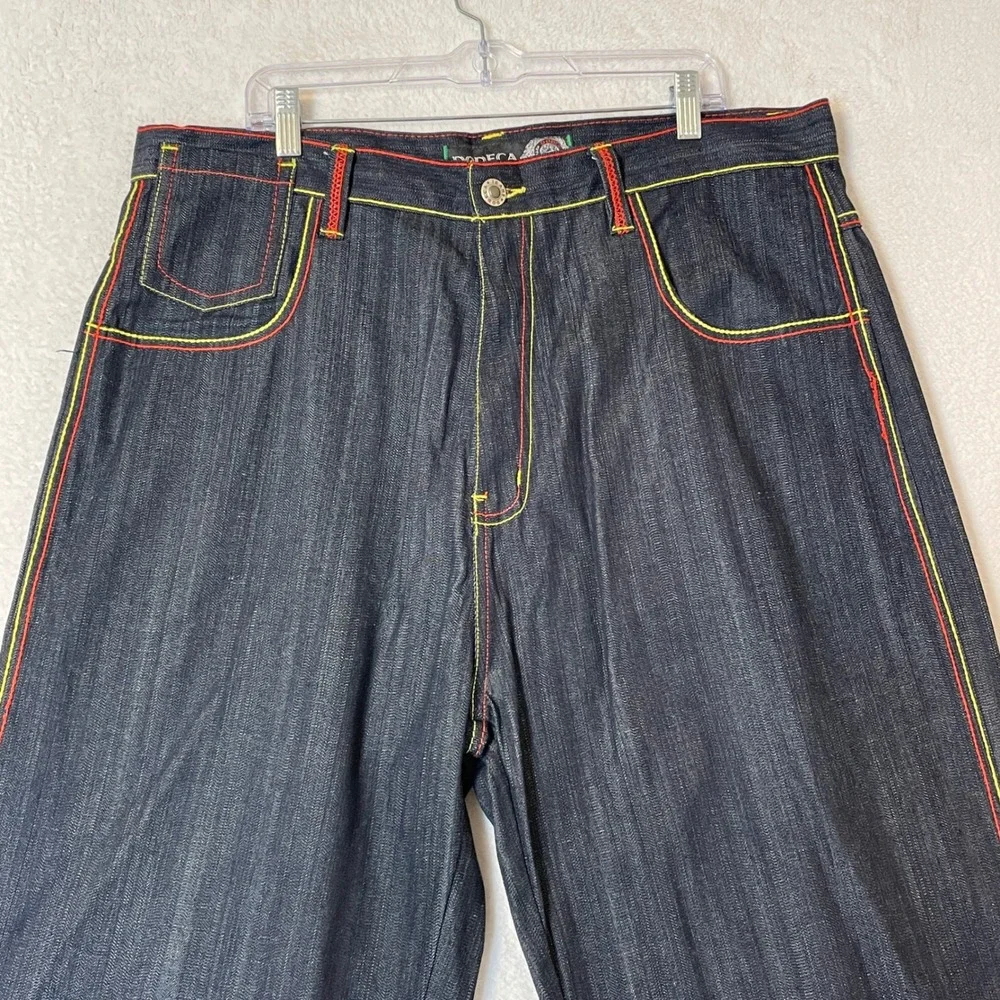 Dodeca Genuine Jeans Mens 40x34 Dark Wash Baggy Wide Leg Y2K Hip Hop Streetwear